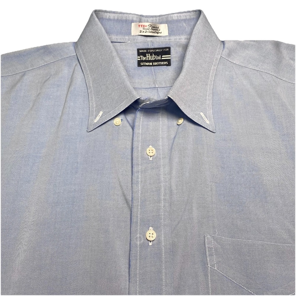 Gitman Bros Pinpoint TTX 2x2 Oxford Shirt 18.5 33 Mens Blue The Hub